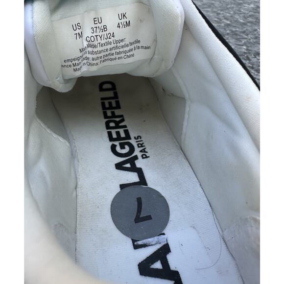KARL LAGERFELD PARIS Coty Choupette Logo Sneakers Size 7 White Cat Patches - Picture 9 of 13
